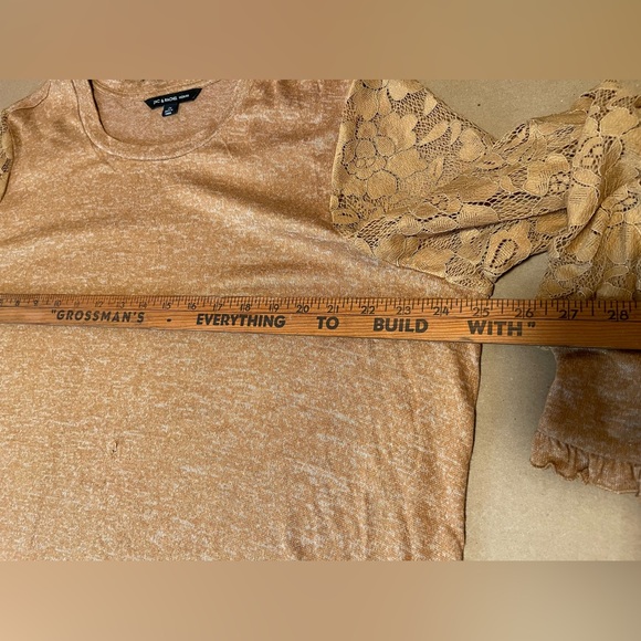 Zac & Rachel Women’s Plus Blouse New Brown Shimmer Lace Sleeves 2X - Picture 7 of 9